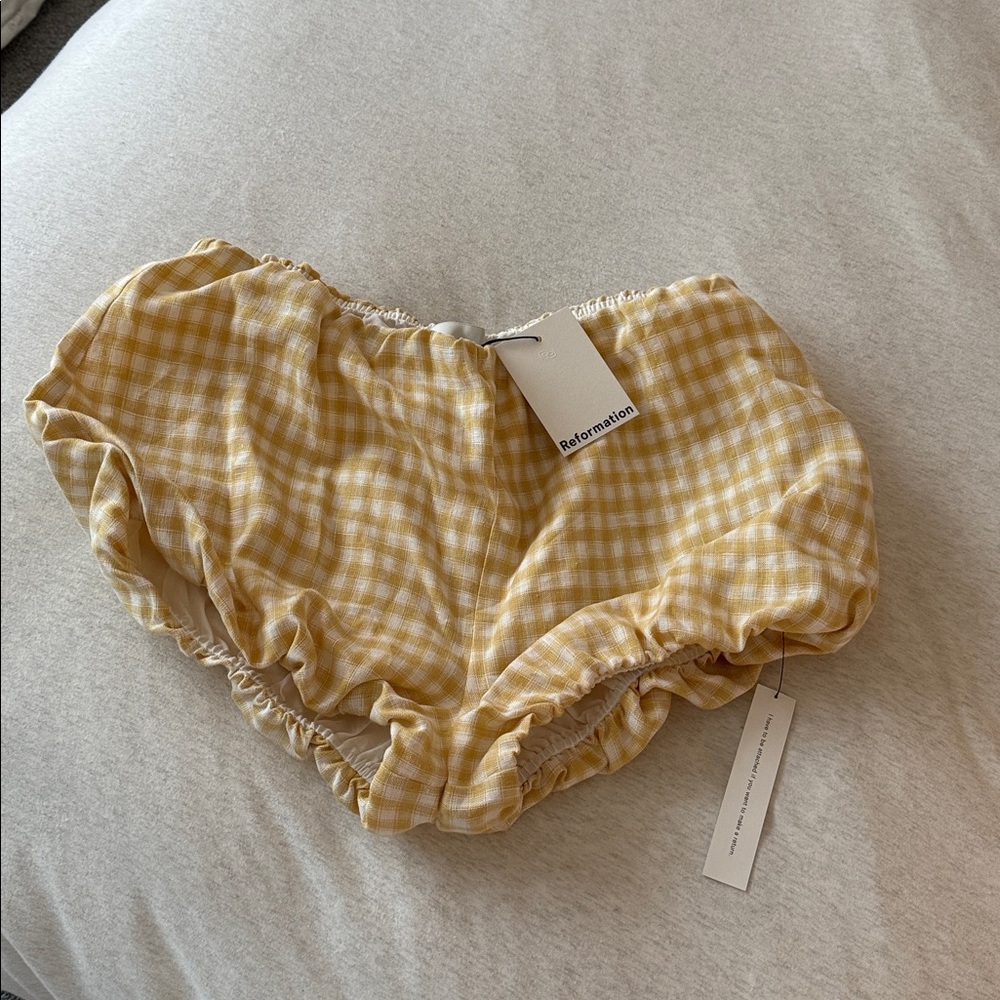 Reformation Mustard Gingham Boomers NWT